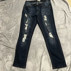 Altar'd State Women Blue Jeans Size 27 Distressed‎ Straight Leg Cotton/rayon EUC